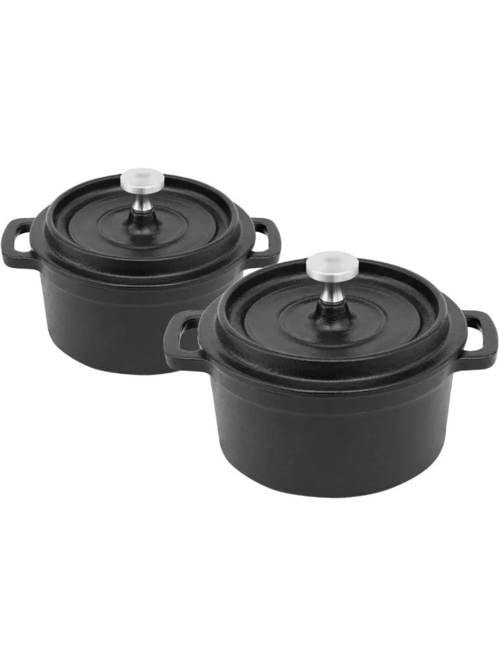 Pre-Seasoned Mini Dutch Oven Set of 2 - 16 oz Cast Iron Garlic Roaster Ramekins